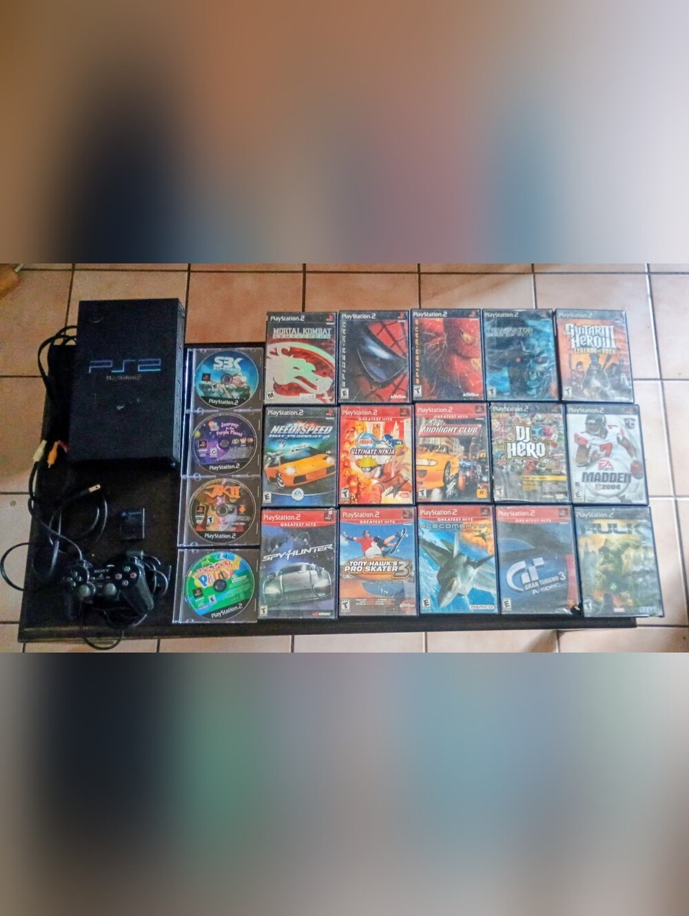 Sony PlayStation 2 Slim Bundle with Controllers & 18 Games - Read Description
